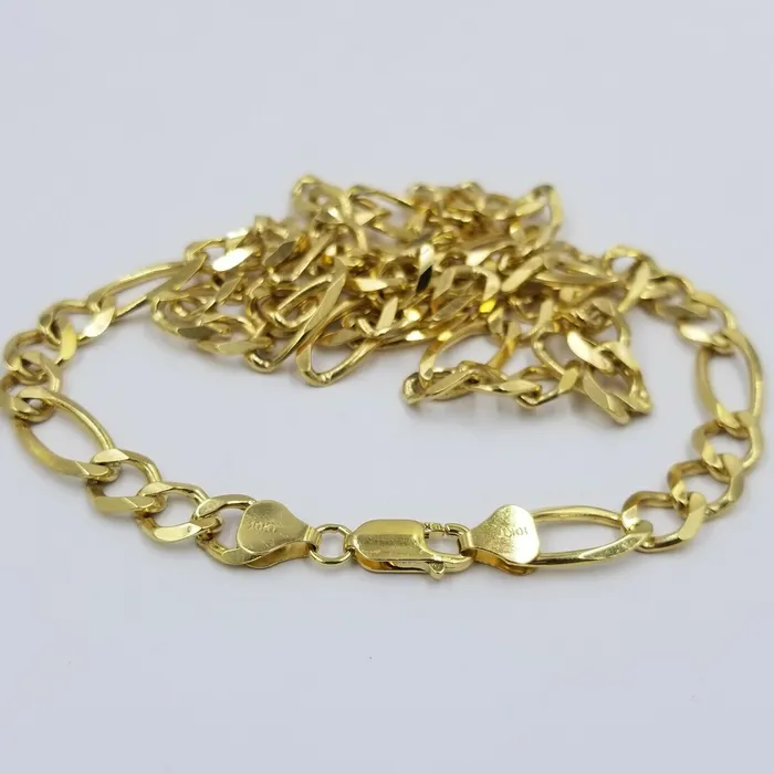 8mm 20 SOLID 10k Gold Figaro Link Chain Necklace Choker 100 Authentic Gold globalwatches10 Necklaces