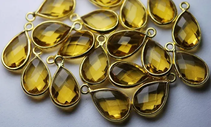 925 Sterling Silver VermeilYellow Quartz Faceted Pear Shape Pendant 2 Piece Of 16mm Beads Supplies USA Necklaces 925 Sterling Silver VermeilYellow Quartz Faceted Pear Shape Pendant 2 Piece Of 16mm Beads Supplies USA Necklaces