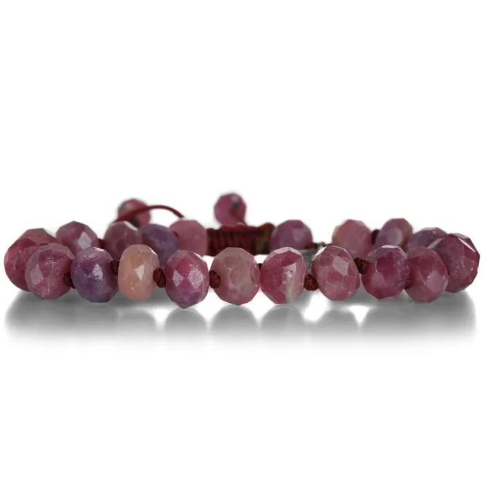 9mm Faceted Ruby Rondelle Beaded Bracelet Joseph Brooks Bracelets