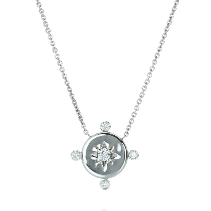Alexis Kletjian Necklaces White Gold Lucky Star Diamond Compass Necklace