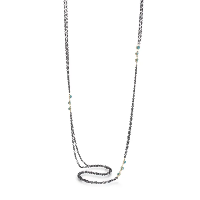 Amali Necklaces Triple Textile Station Necklace with Turquoise
