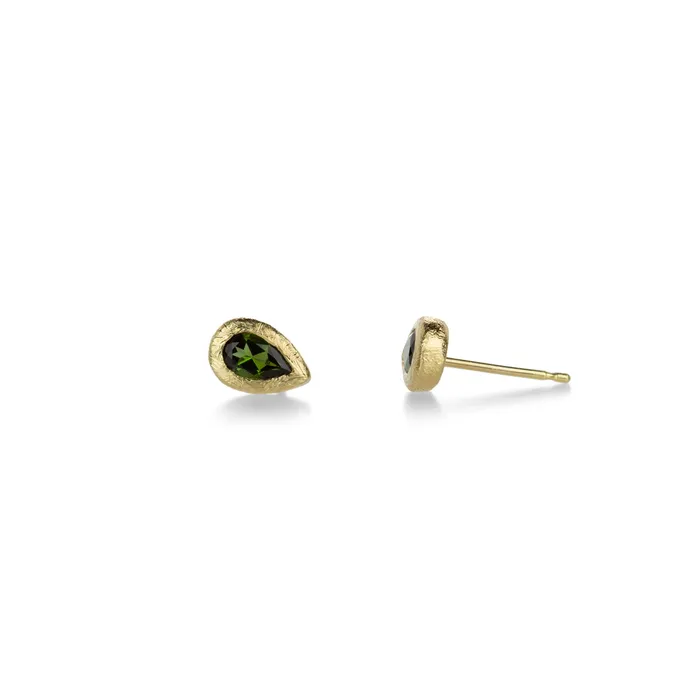 Anne Sportun Earrings Green Tourmaline Pear Stud Earrings Anne Sportun Earrings Green Tourmaline Pear Stud Earrings
