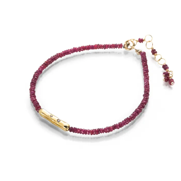 Anne Sportun Ruby Bracelet with Diamond Log Bead Bracelets