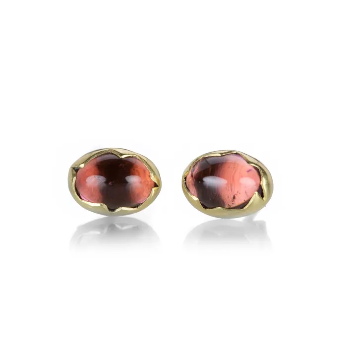Annette Ferdinandsen Earrings Pink Tourmaline Egg Stud Earrings