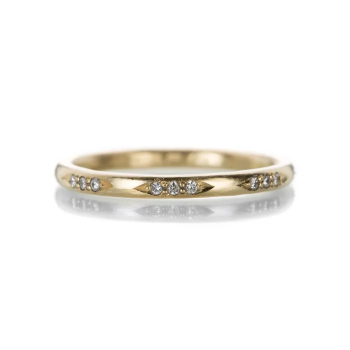 Annie Fensterstock Rings 18k Yellow Gold Vintage Glitter Band