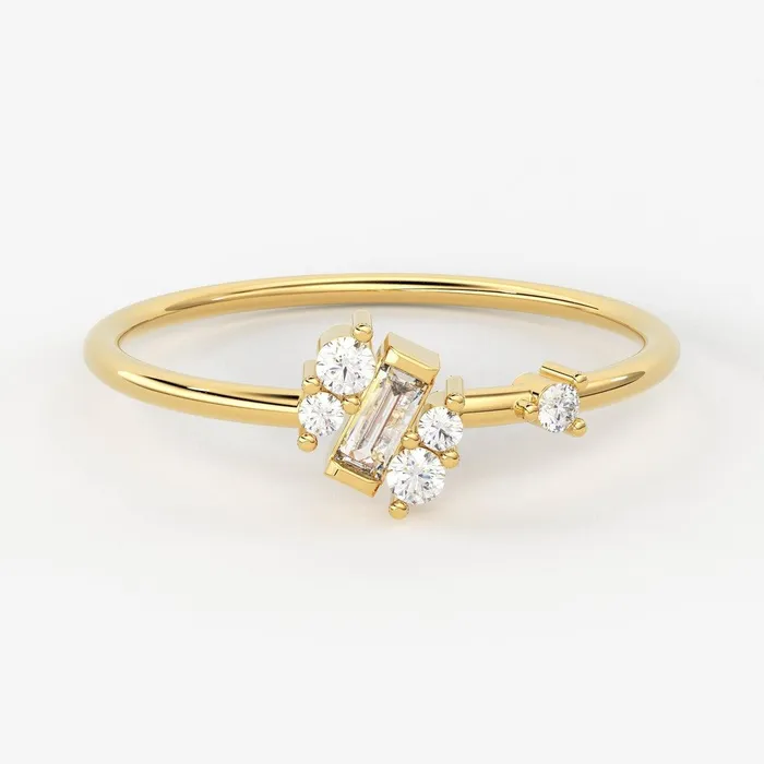 Baguette Cut Diamond Wedding Band 14k Gold Round and Baguette Womens Wedding Cluster Ring Available in Rose Gold White Gold Jalvi Co Rings Baguette Cut Diamond Wedding Band 14k Gold Round and Baguette Womens Wedding Cluster Ring Available in Rose Gold White Gold Jalvi Co Rings