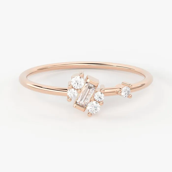 Baguette Cut Diamond Wedding Band 14k Gold Round and Baguette Womens Wedding Cluster Ring Available in Rose Gold White Gold Jalvi Co Rings Baguette Cut Diamond Wedding Band 14k Gold Round and Baguette Womens Wedding Cluster Ring Available in Rose Gold White Gold Jalvi Co Rings
