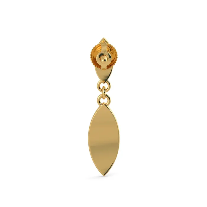 Beads Supplies USA Earrings 18k Solid Yellow Gold Handmade Leaf Drop Earrings Leaf Earrings Gold Earrings