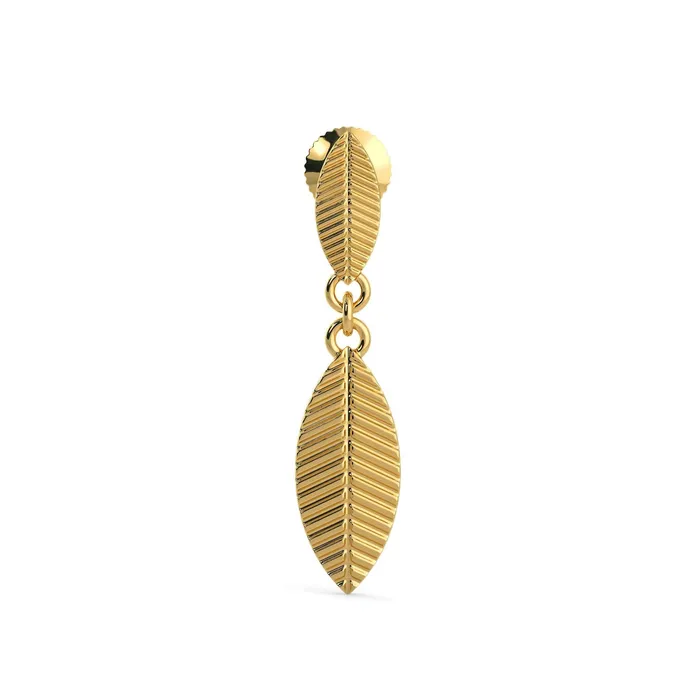 Beads Supplies USA Earrings 18k Solid Yellow Gold Handmade Leaf Drop Earrings Leaf Earrings Gold Earrings