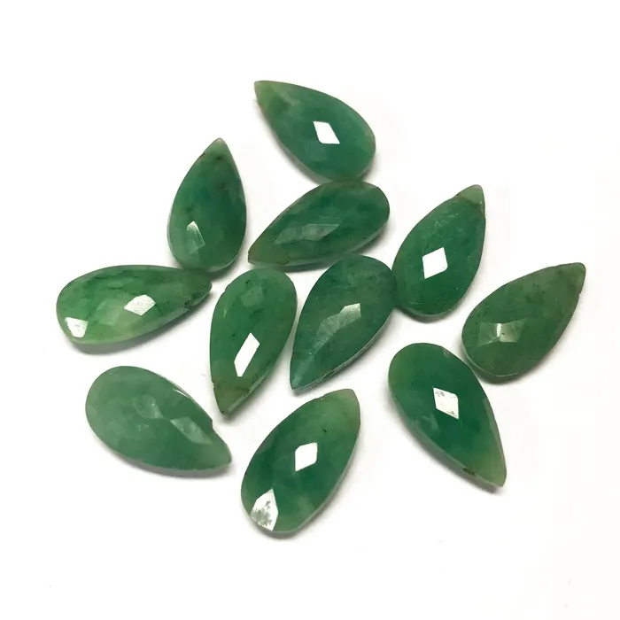Beads Supplies USA Earrings Dyed Green Emerald Faceted Pear Drop Briolette Loose Gemstone Beads 14x7mm 10pcs Beads Supplies USA Earrings Dyed Green Emerald Faceted Pear Drop Briolette Loose Gemstone Beads 14x7mm 10pcs