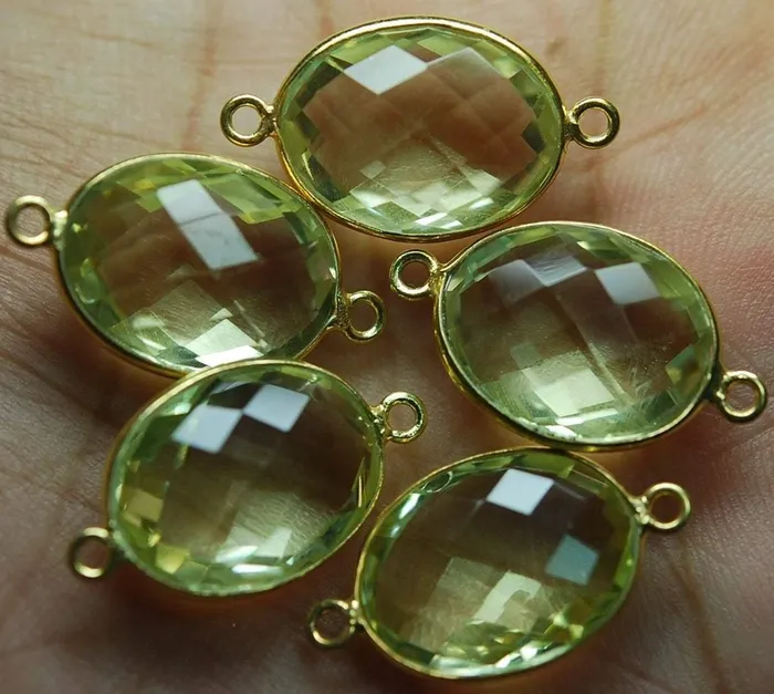 Beads Supplies USA Necklaces 925 Silver Vermeil Lemon Quartz Faceted Pendant Connector 1Piece Of 22mm Beads Supplies USA Necklaces 925 Silver Vermeil Lemon Quartz Faceted Pendant Connector 1Piece Of 22mm