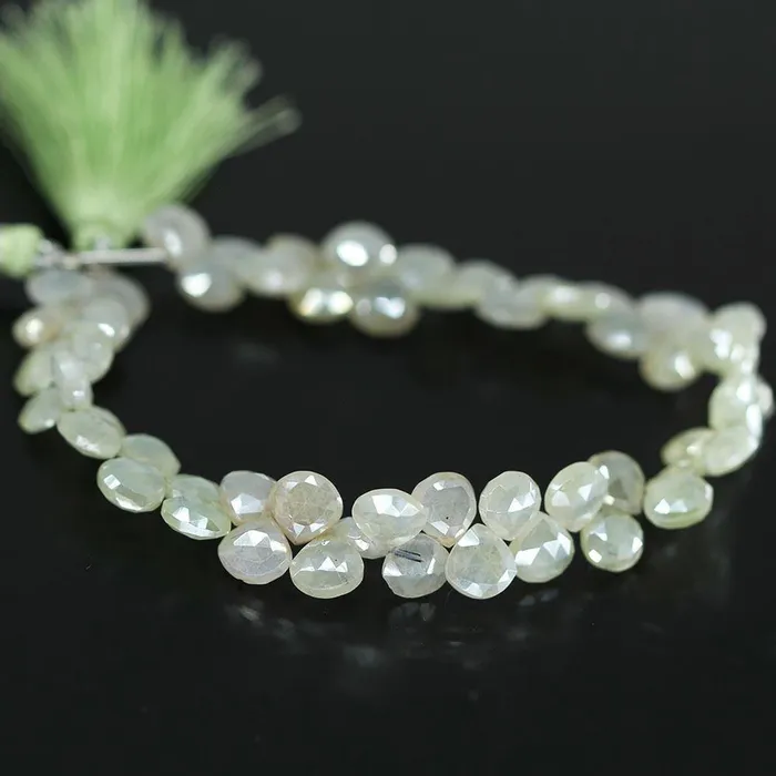 Beads Supplies USA Necklaces Natural Mystic Green Prehnite Faceted Heart Briolette Gemstone Beads 4 7mm 8mm