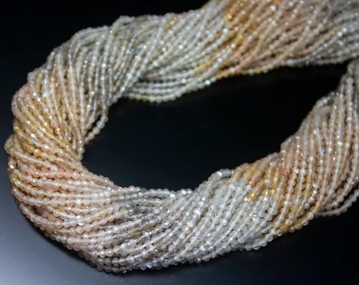Beads Supplies USA Rings 13 Full Strand Multi Rutilated Quartz Faceted Round Cut Shape Gemstone Beads Quartz Beads 210mm