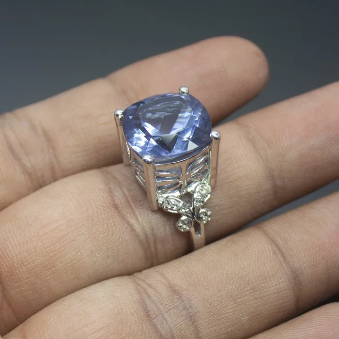 Beads Supplies USA Rings Christmas Gift 75g Handmade Alexite Designer 925 Sterling Silver Ring