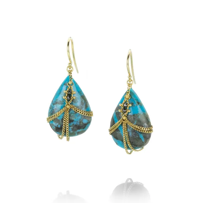 Black Diamond Draped Turquoise Earrings Amali Earrings