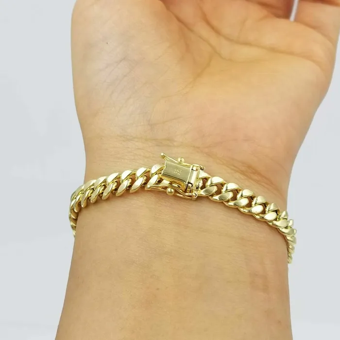 Bracelets Gold and Diamond 10k Yellow Gold Bracelet Ladies 7 inch Miami Cuban Link Real 10kt 6mm FOR Women Bracelets Gold and Diamond 10k Yellow Gold Bracelet Ladies 7 inch Miami Cuban Link Real 10kt 6mm FOR Women