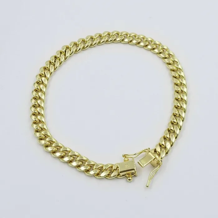 Bracelets Gold and Diamond 10k Yellow Gold Bracelet Ladies 7 inch Miami Cuban Link Real 10kt 6mm FOR Women