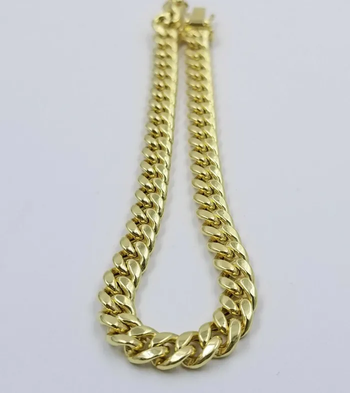 Bracelets Gold and Diamond 10k Yellow Gold Bracelet Ladies 7 inch Miami Cuban Link Real 10kt 6mm FOR Women