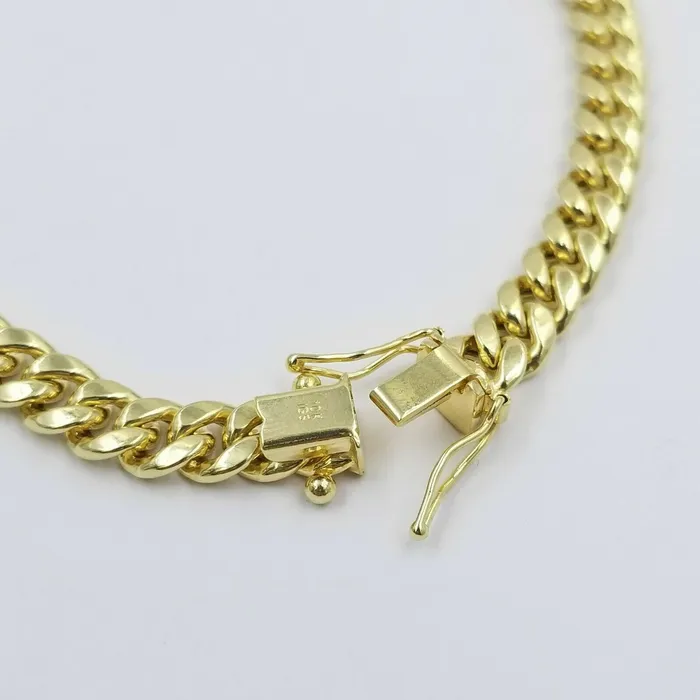 Bracelets Gold and Diamond 10k Yellow Gold Bracelet Ladies 7 inch Miami Cuban Link Real 10kt 6mm FOR Women