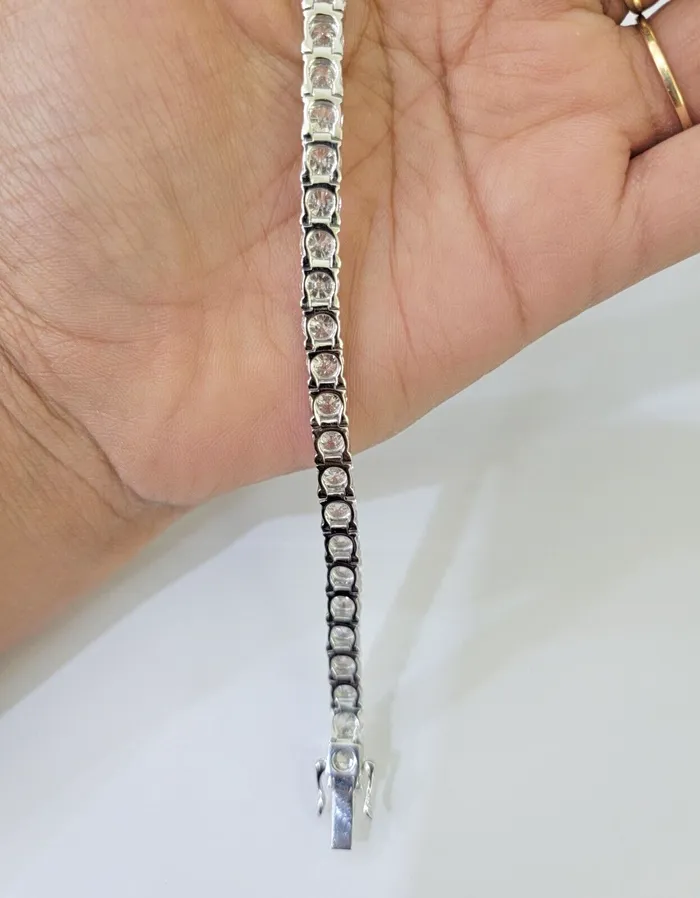 Bracelets Gold and Diamond 14k White Gold Tennis Bracelet Lab Created Diamond 1800Ct Box Clasp Real Women