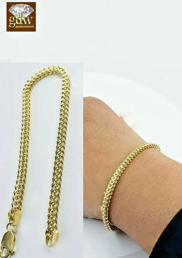 Bracelets Gold and Diamond Real 10k Yellow Gold Franco Ladies Women Bracelet 8 Inch 35mm Rope Cuban Gift