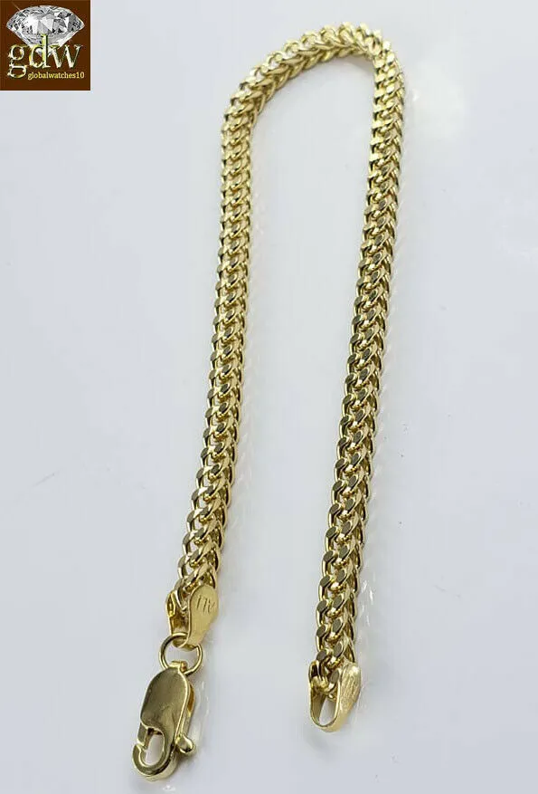 Bracelets Gold and Diamond Real 10k Yellow Gold Franco Ladies Women Bracelet 8 Inch 35mm Rope Cuban Gift