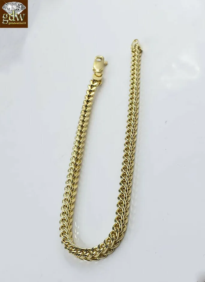 Bracelets Gold and Diamond Real 10k Yellow Gold Franco Ladies Women Bracelet 8 Inch 35mm Rope Cuban Gift