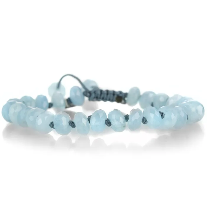 Bracelets Joseph Brooks 8mm Ice Blue Aquamarine Macrame Bracelet