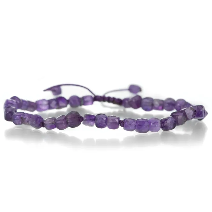 Bracelets Joseph Brooks Faceted Amethyst Cube 4mm Bracelet