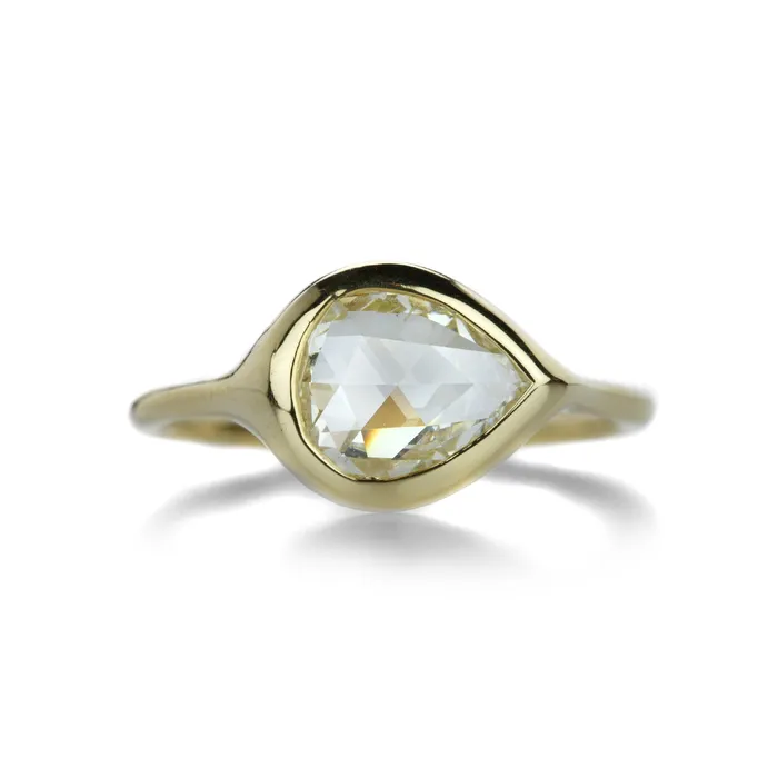 Carved Pear Shaped Rose Cut Diamond Ring Diana Mitchell Rings