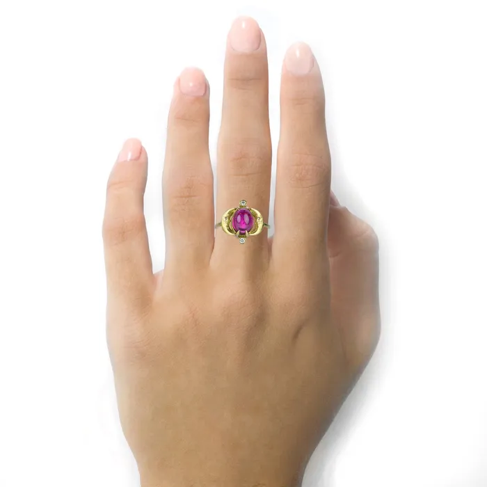 Crescent Moonface Rubellite Reflection Ring Anthony Lent Rings Crescent Moonface Rubellite Reflection Ring Anthony Lent Rings