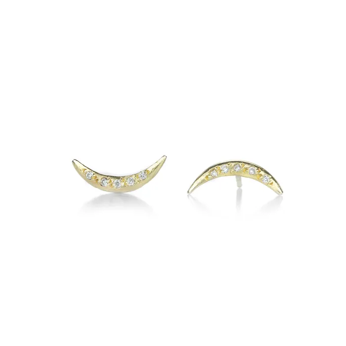 Diamond Crescent Moon Stud Earrings Victoria Cunningham Earrings