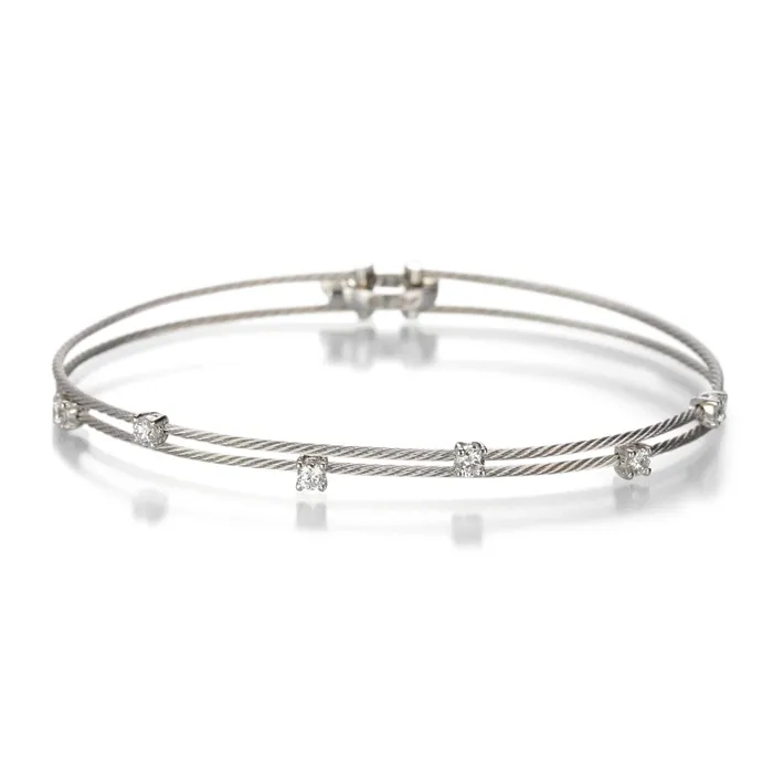 Double Wire White Gold Diamond Bracelet Paul Morelli Bracelets