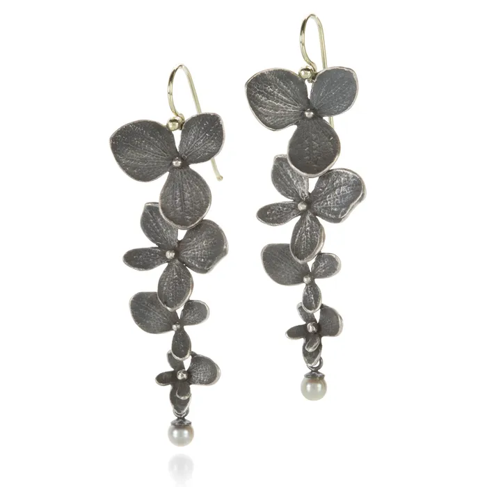 Earrings 4 Part Hydrangea Earrings with Pearls John Iversen