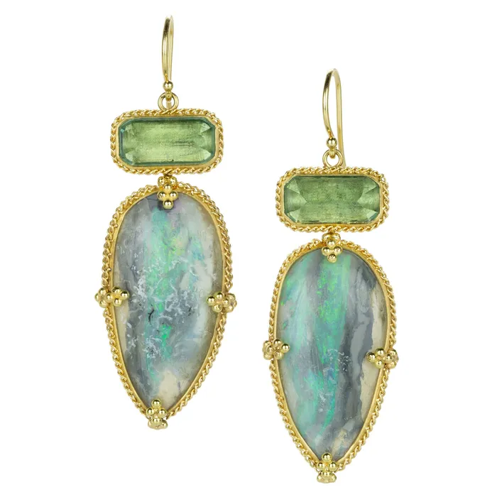 Earrings Amali One of a Kind Opal and Green Quartz Earrings