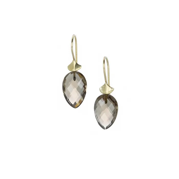 Earrings Annette Ferdinandsen 18k Large Smoky Quartz Simple Bug Earrings