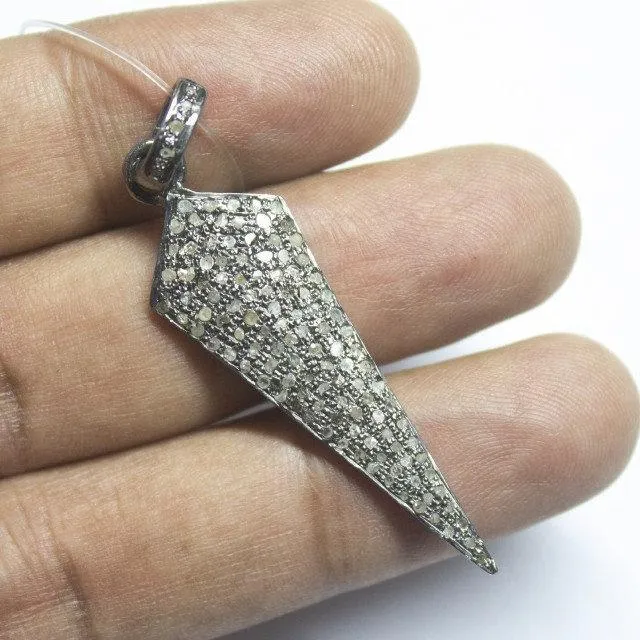 Earrings Beads Supplies USA 1pc Drop Pave Diamond 925 Sterling Silver Gold Vermeil Charm Pendant 53mm x 14mm