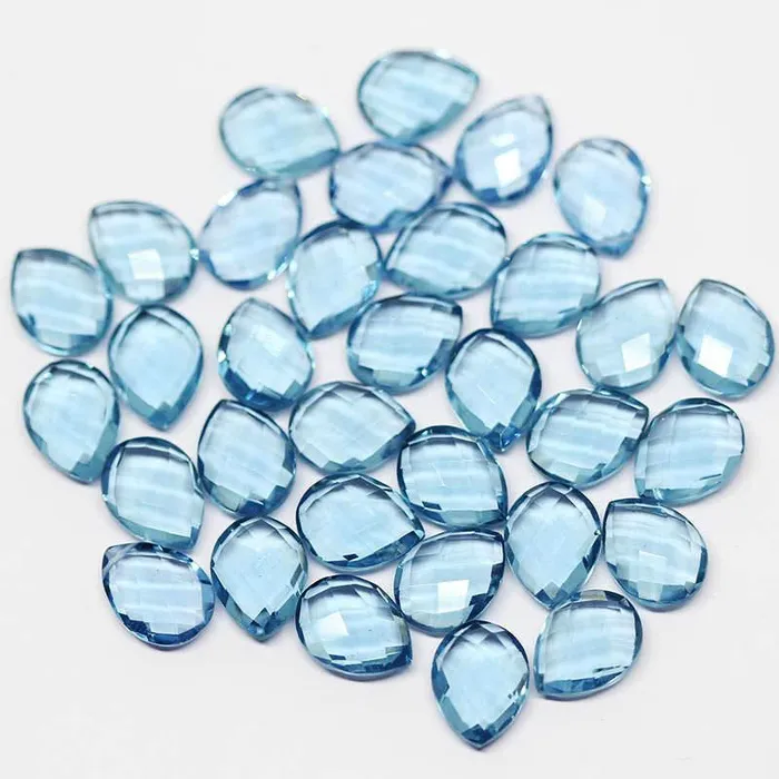 Earrings Beads Supplies USA Aquamarine Quartz Faceted Pear Drop Briolette Matching Pair Beads 12pc 12x10mm