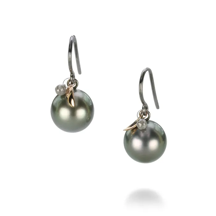 Earrings Diamond and Tahitian Pearl Earrings Gellner