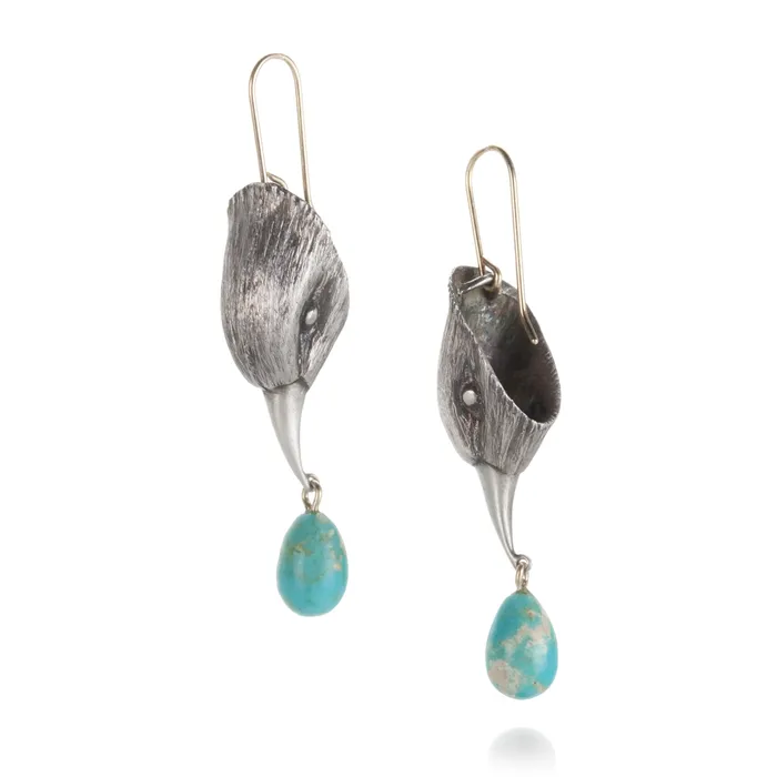 Earrings Gabriella Kiss Bird Head Earrings with Turquoise Drops