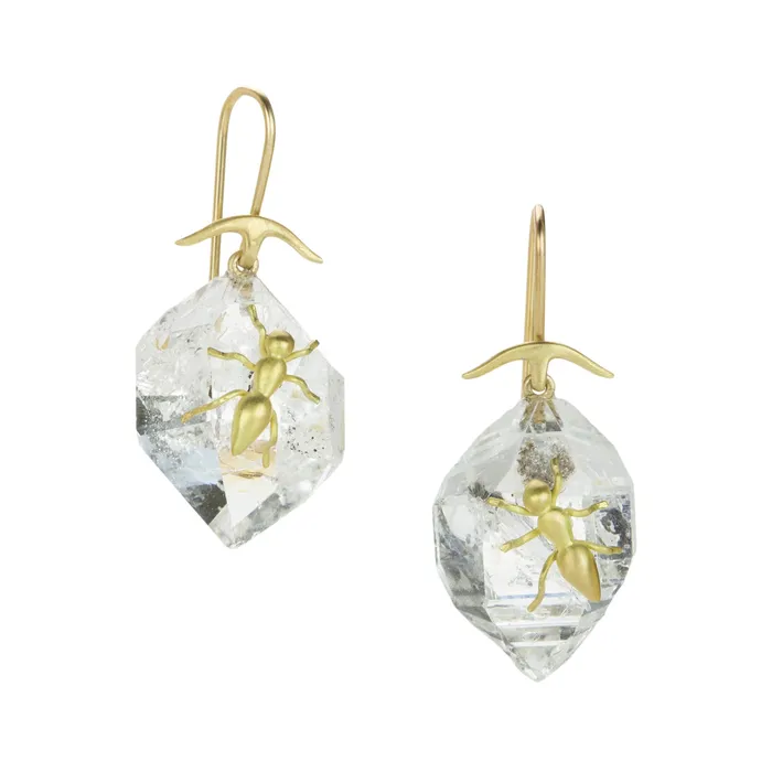 Earrings Gabriella Kiss Herkimer Drop Earrings with Gold Ants