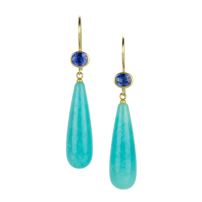 Earrings Mallary Marks Navy Sapphire and Amazonite Apple Eve Earrings