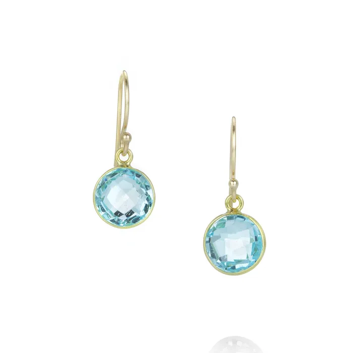 Earrings Margaret Solow 18kt Round Blue Topaz Earrings