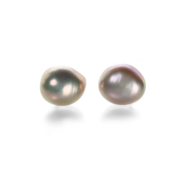 Earrings Maria Beaulieu Metallic Pink Pearl Stud Earrings