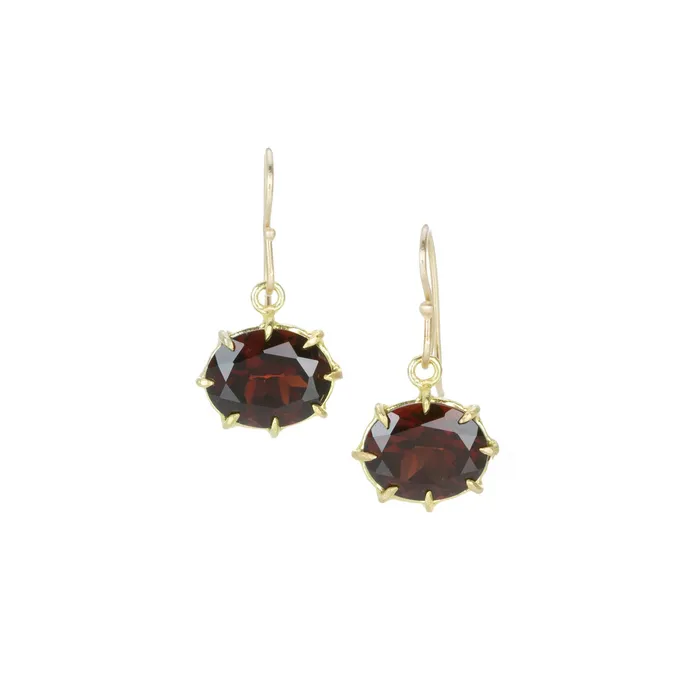 Earrings Rosanne Pugliese Oval Faceted Garnet Drop Earrings