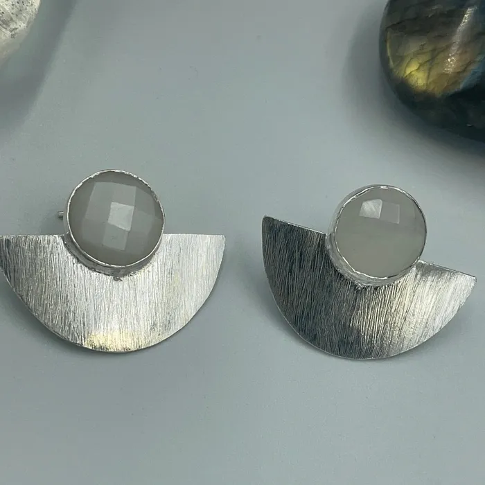 Earrings Sophiareneboutique Sterling Silver Artisan Faceted Moonstone Earrings