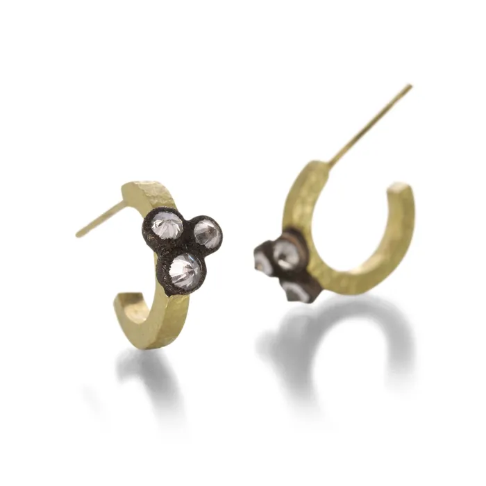 Earrings Todd Pownell Triple Diamond Hoop Earrings