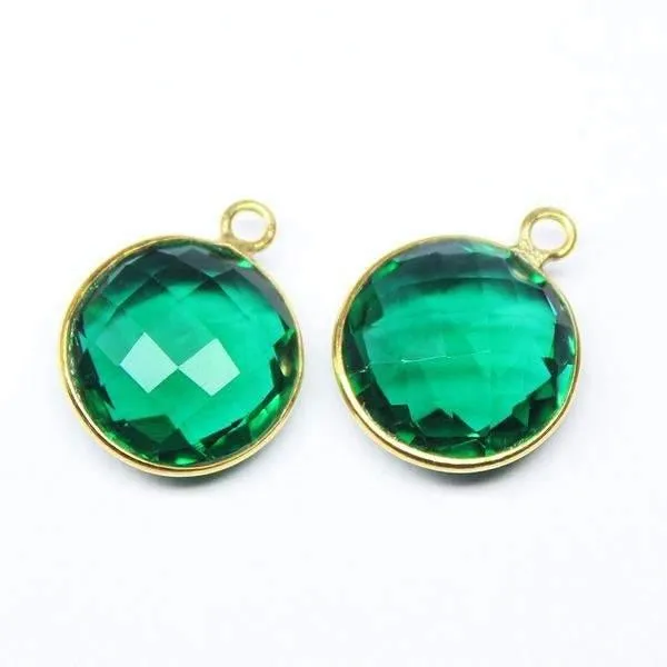 Emerald Quartz Checker 925 Sterling Silver Gold Vermeil Charm 4pc 12mm Beads Supplies USA Rings Emerald Quartz Checker 925 Sterling Silver Gold Vermeil Charm 4pc 12mm Beads Supplies USA Rings