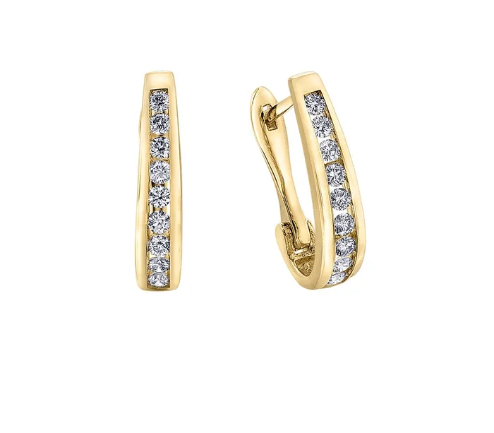 Forever Jewellery Earrings 10kt Yellow Gold Diamond Oval Hoop Earring