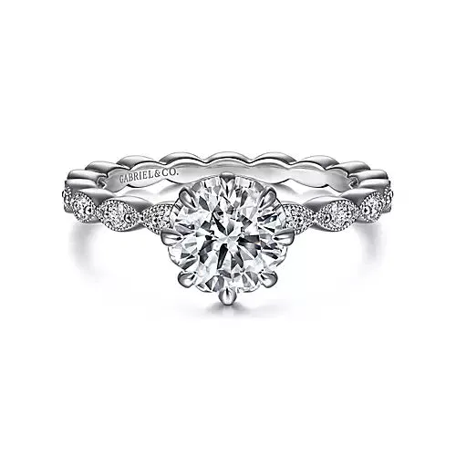 Gabriel Co Earrings 14kt White Gold Vintage Inspired Diamond Semi Mount Gabriel Co Earrings 14kt White Gold Vintage Inspired Diamond Semi Mount